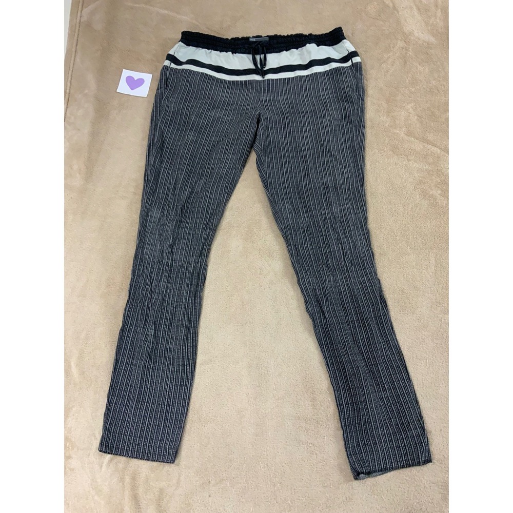 Vince Silk Pull On Pants Womens size SP Black White‎ Stripe